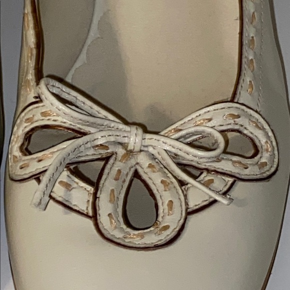 Franco Sarto Leather Round Toe Kitten Heel Pumps 8 1/2 Cream - Picture 3 of 10